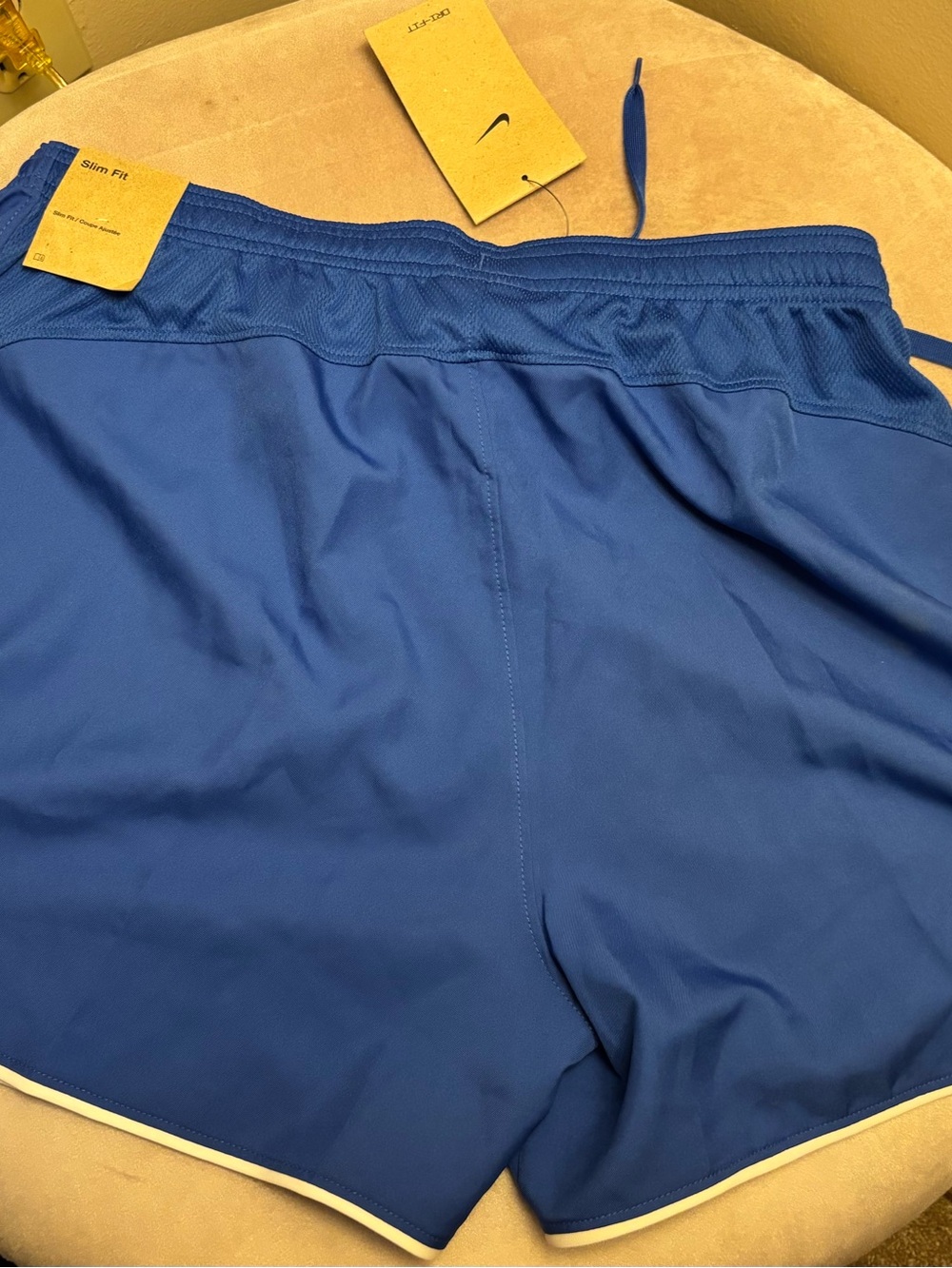 Nike Royal Blue Dri-FIT Women's Athletic Shorts with White Trim - Picture 2 of 3